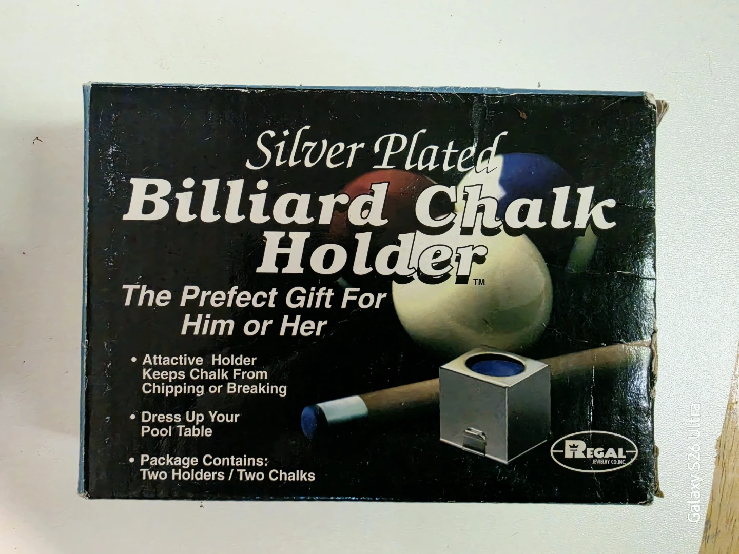 REGAL Silver Plated Billiard Chalk Holder Set