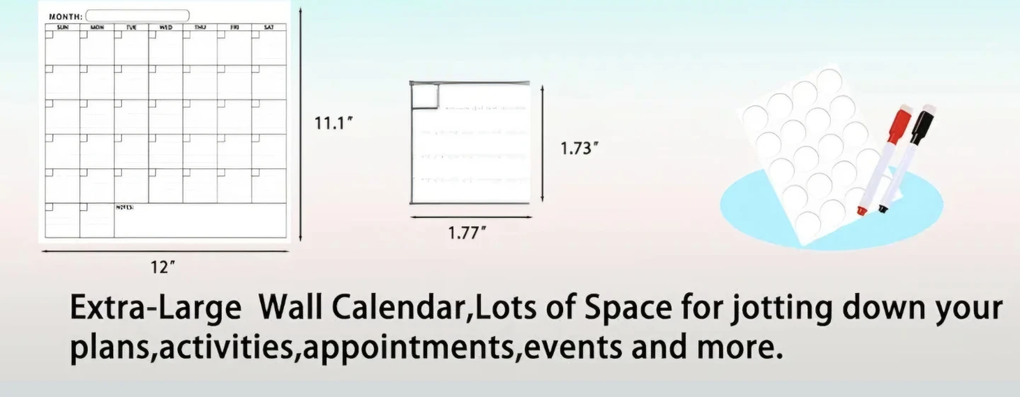 12-Month Extra Large Dry Erase Calendar - photo 3