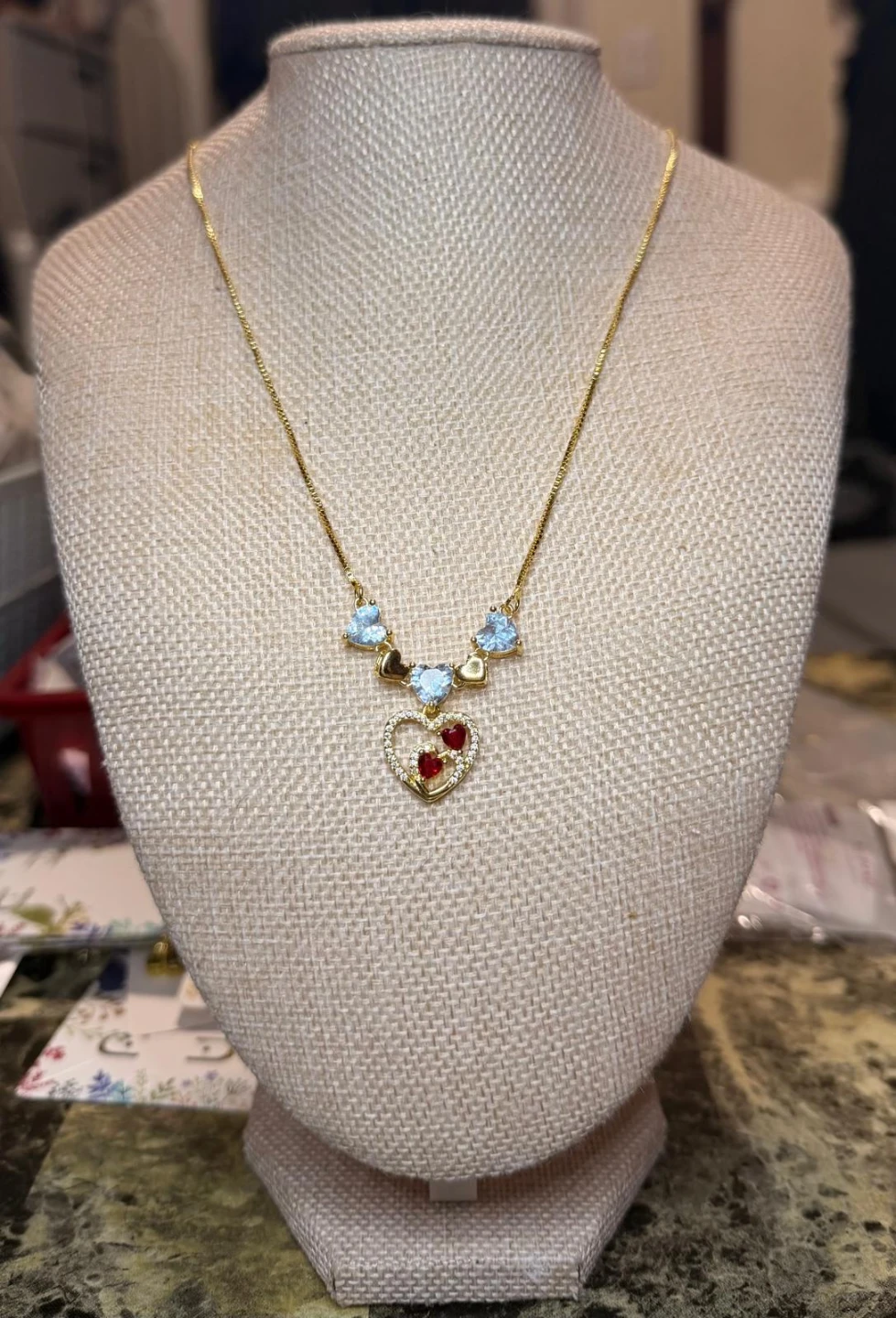 Heart Pendant Necklace with Rhinestones - photo 2