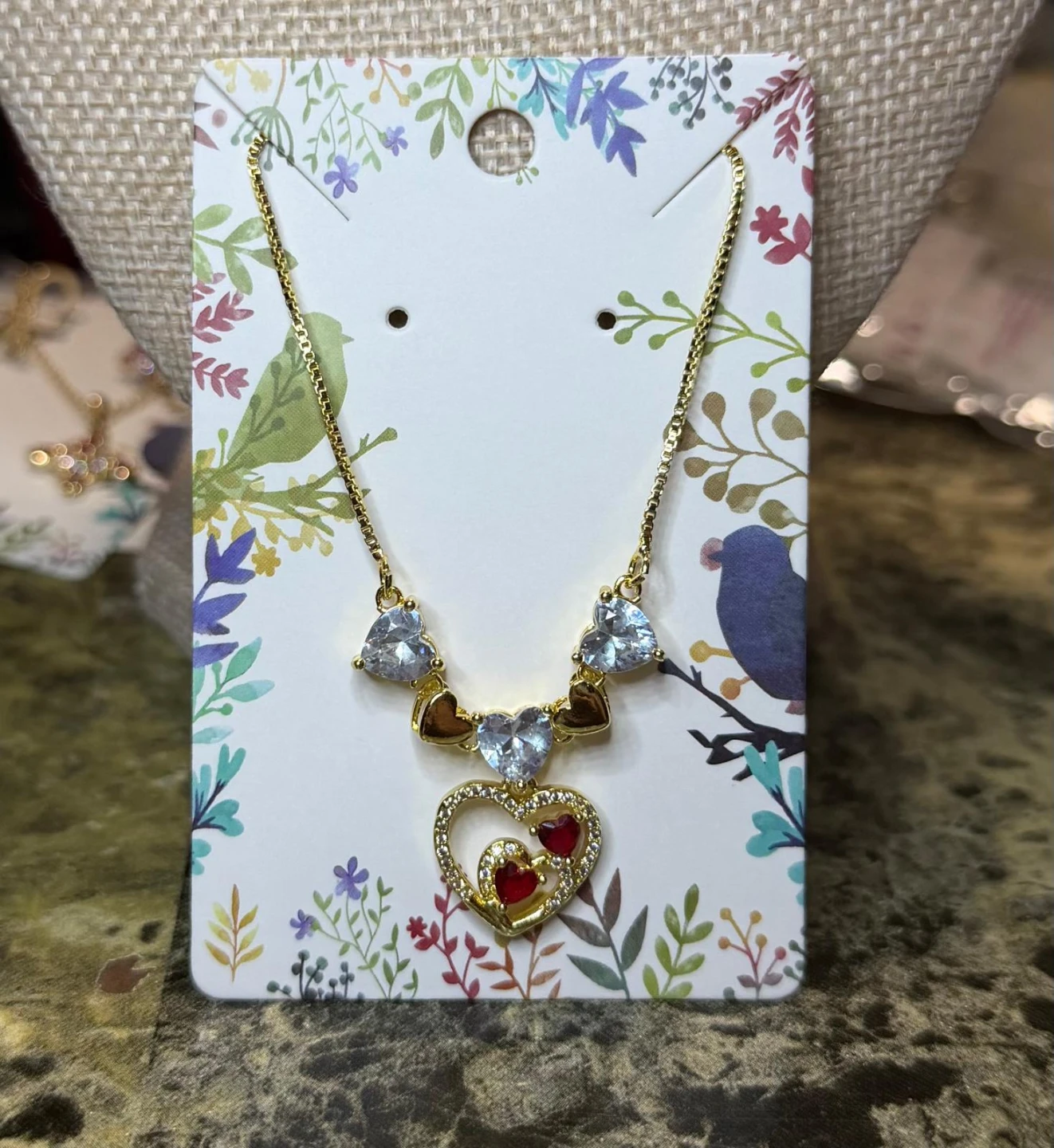 Heart Pendant Necklace with Rhinestones - photo 3