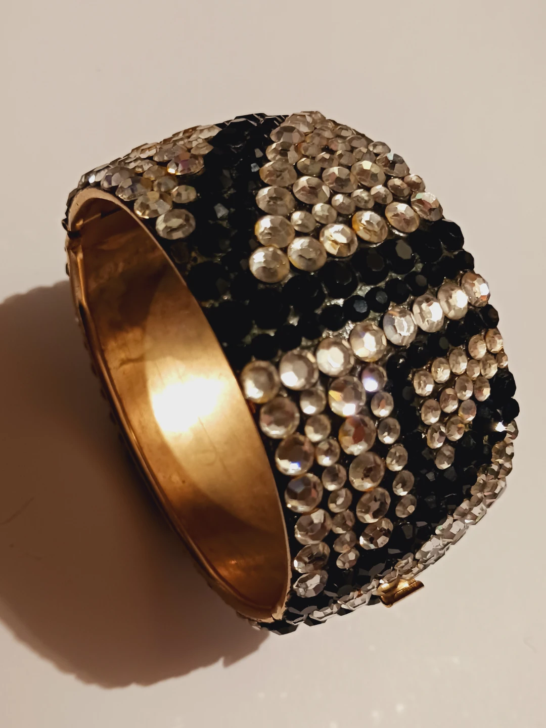 Sparkly Black and Clear Rhinestone Bangle Bracelet - photo 2