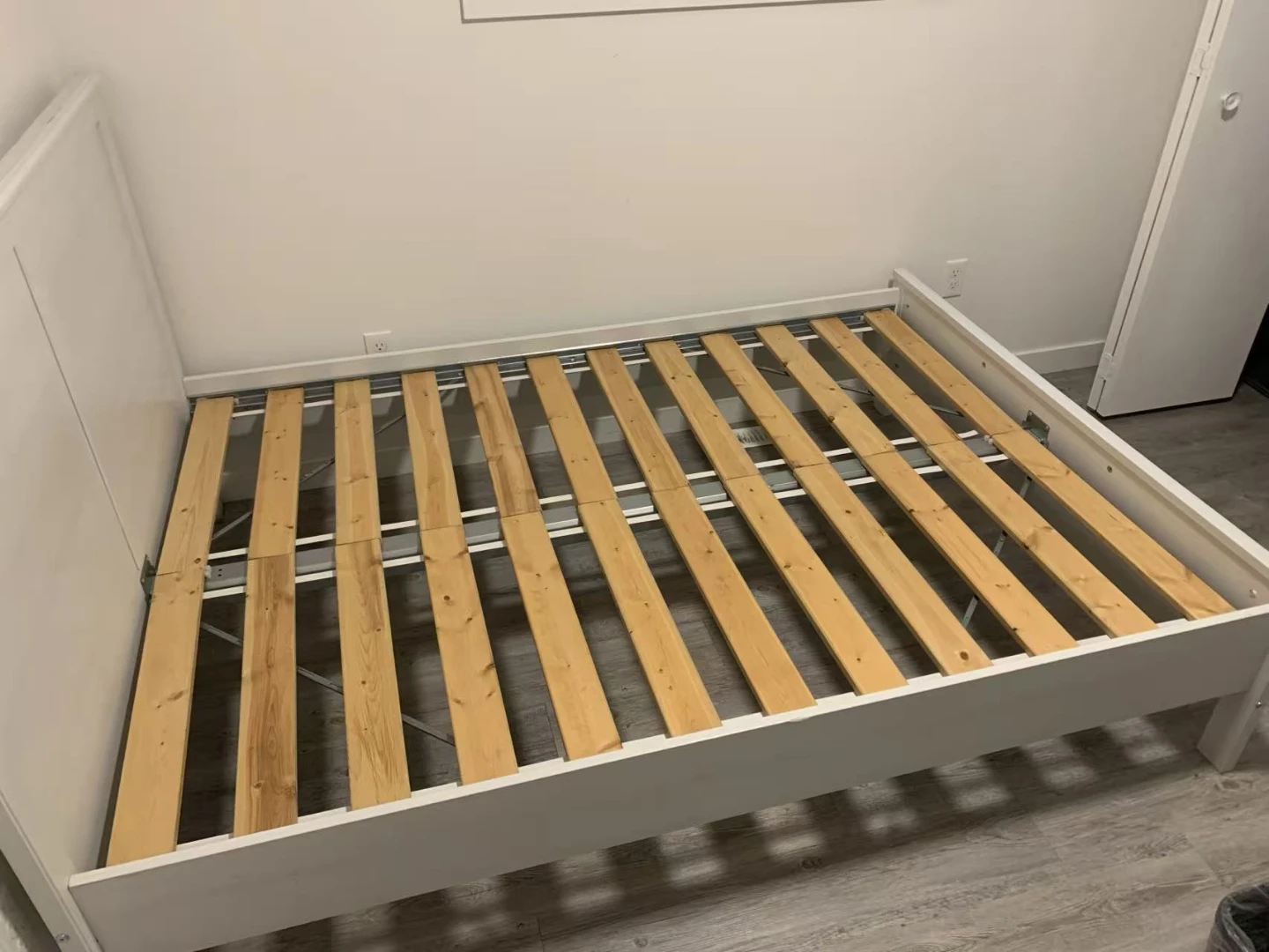 Full size White Wooden Bed Frame with Mattress