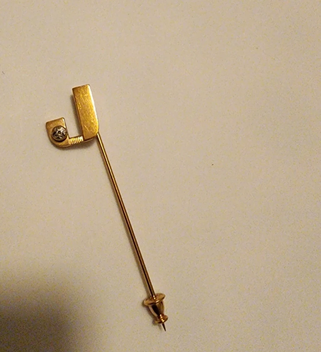 Gold Tone "J" Lapel Pin with Stone Accent