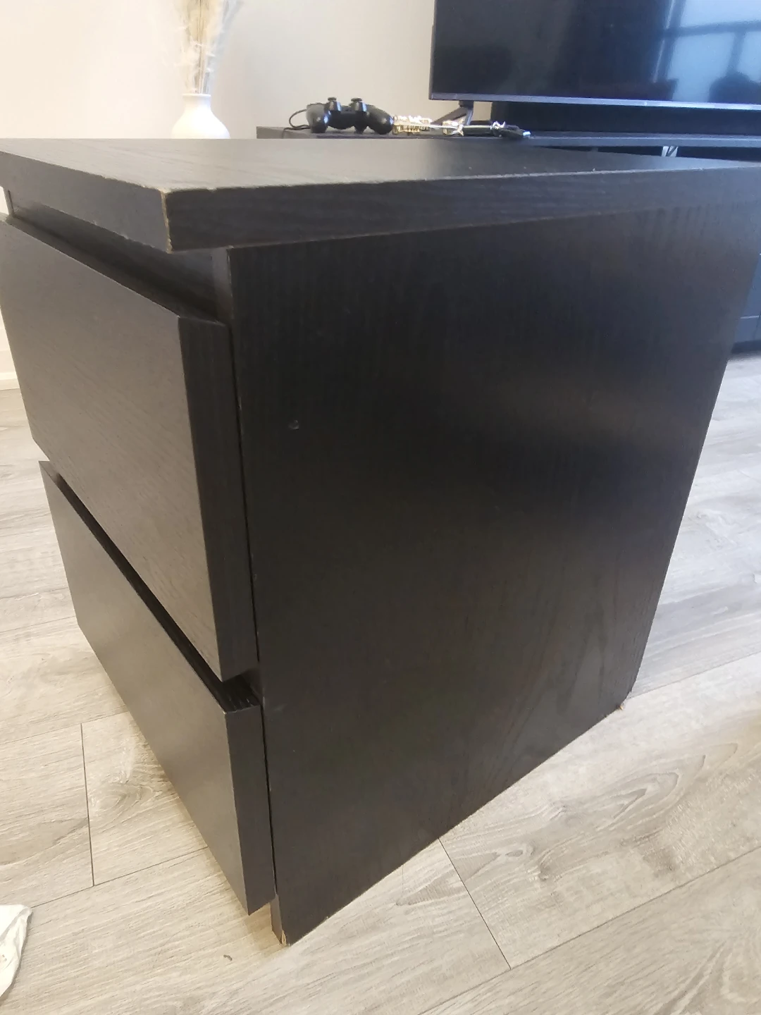 IKEA Black 2-Drawer Nightstand / End Table - photo 2