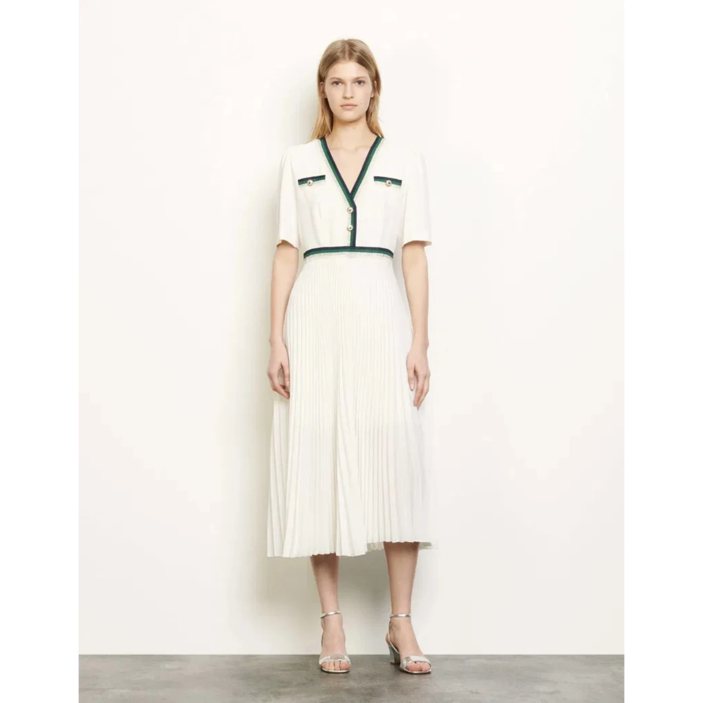 Sandro Long Pleated Dress