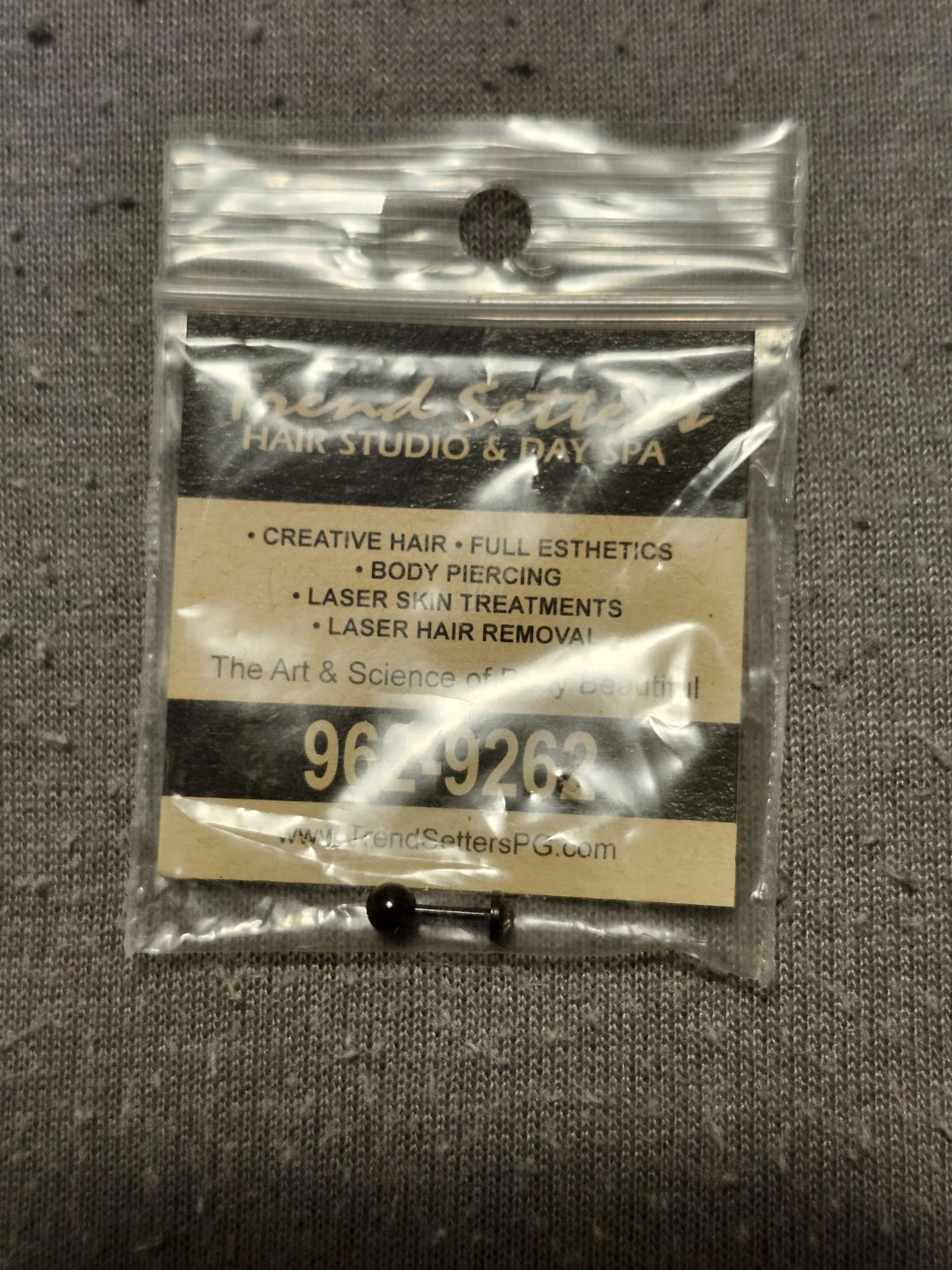 Black Ball Stud Earring with Clear Gem - photo 2