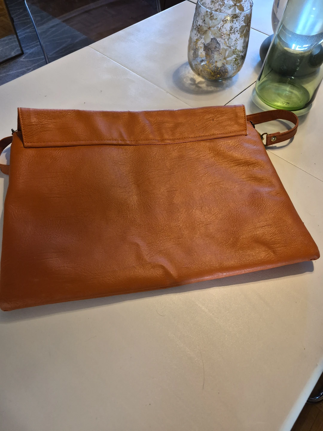 Orange and Silver Leather Envelope Clutch Bag - photo 5