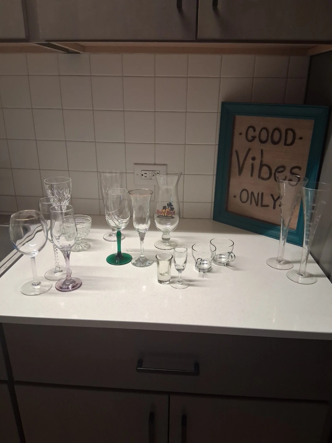 An aray of crystal glass