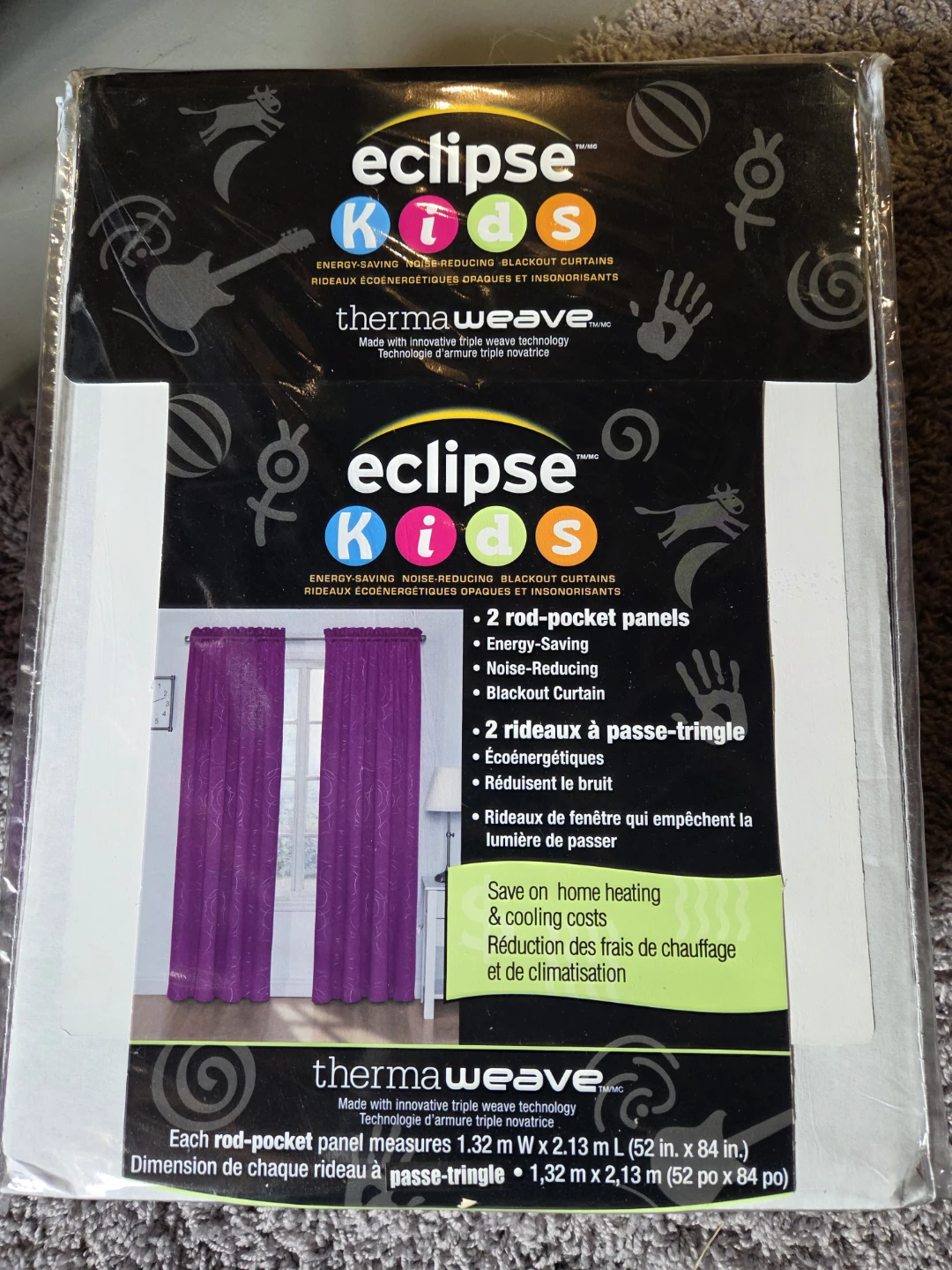 Eclipse Kids 2 Rod-Pocket Blackout Curtain Panels