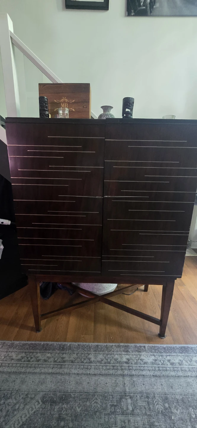 Mid-Century Modern Bar Cabinet with Glassware - photo 2