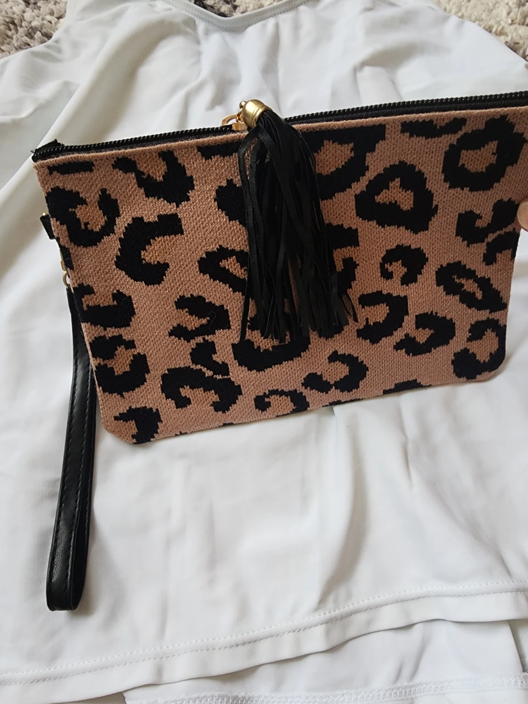Leopard Print Clutch with Tassel Detail - photo 3