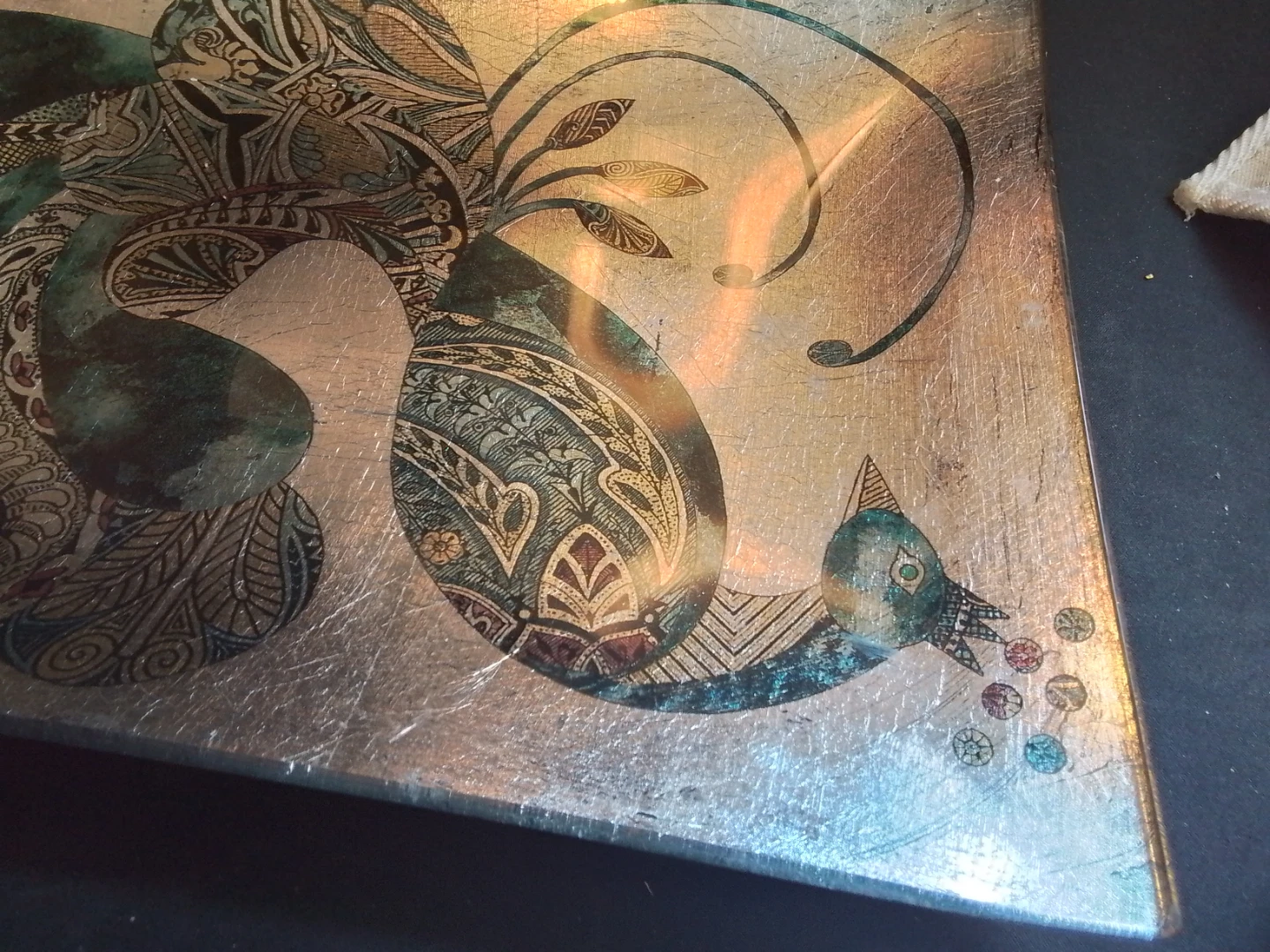 Pier 1 Imports Art Deco Peacock Glass Platter - photo 3