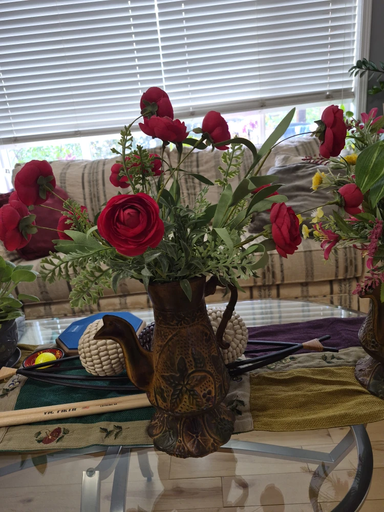 Decorative Wooden Chest with Faux Plants - photo 2