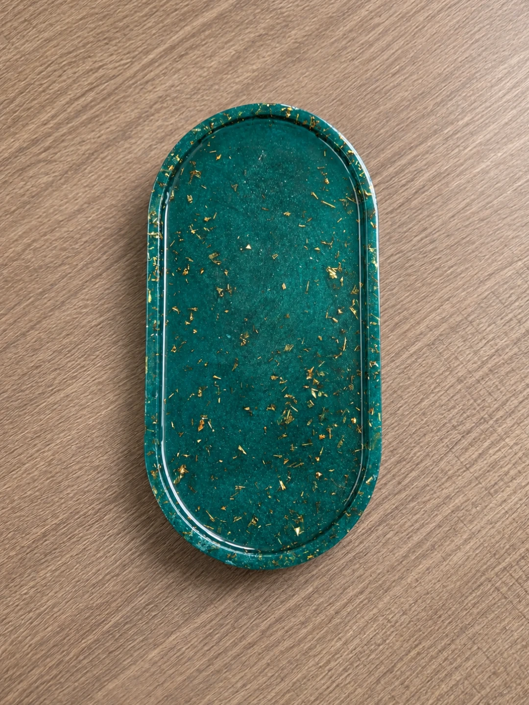Food Safe Oval Teal Dish with Gold Flakes - photo 2