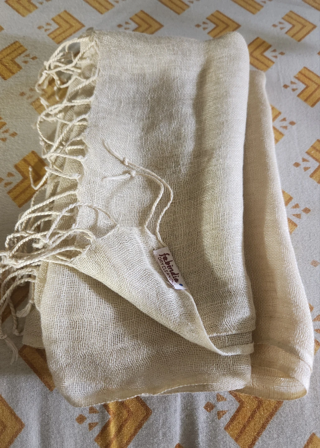 Fabindia Cream Woven Scarf