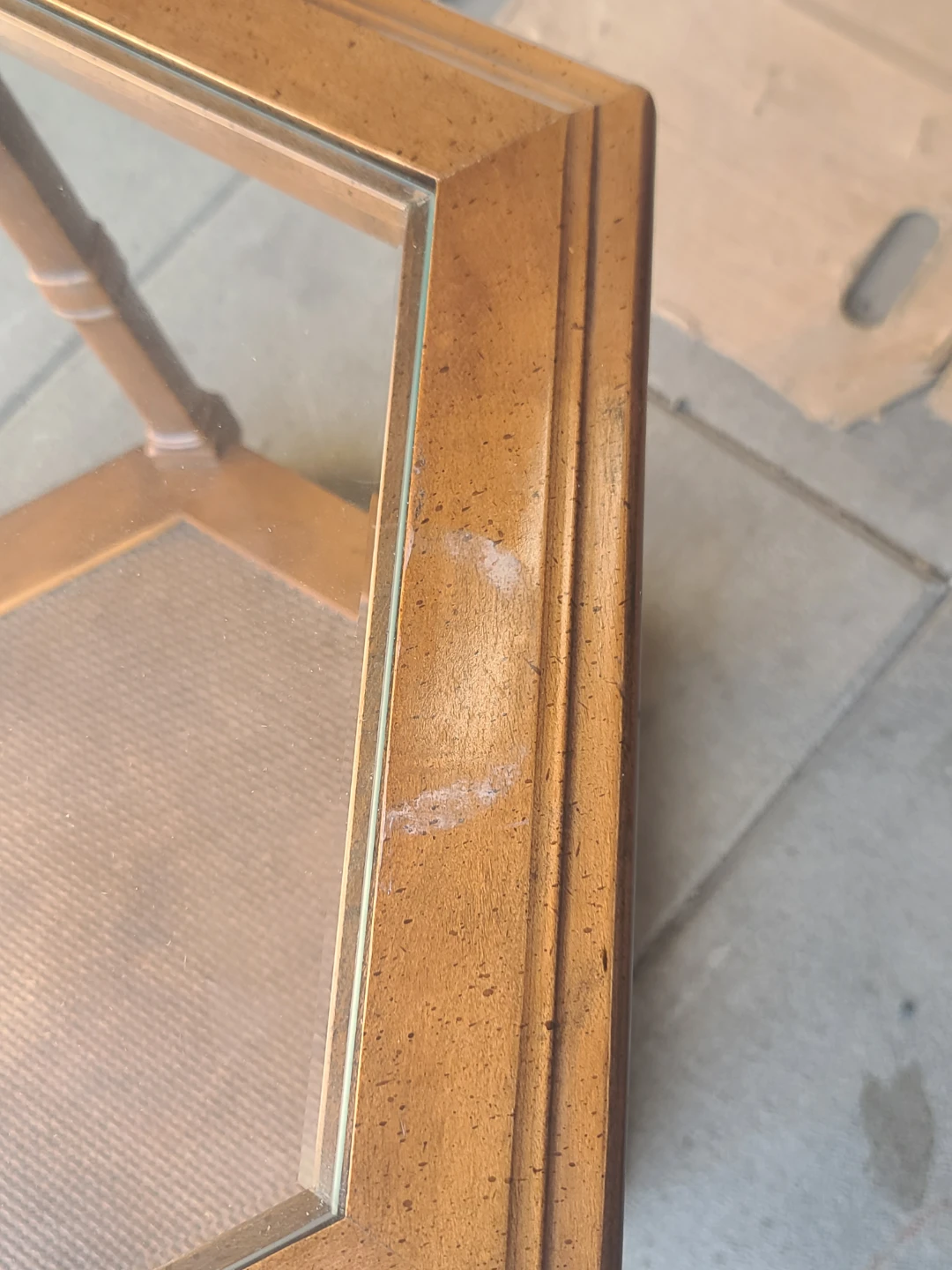 Hexagonal Wood Side Table with Glass Top - photo 5