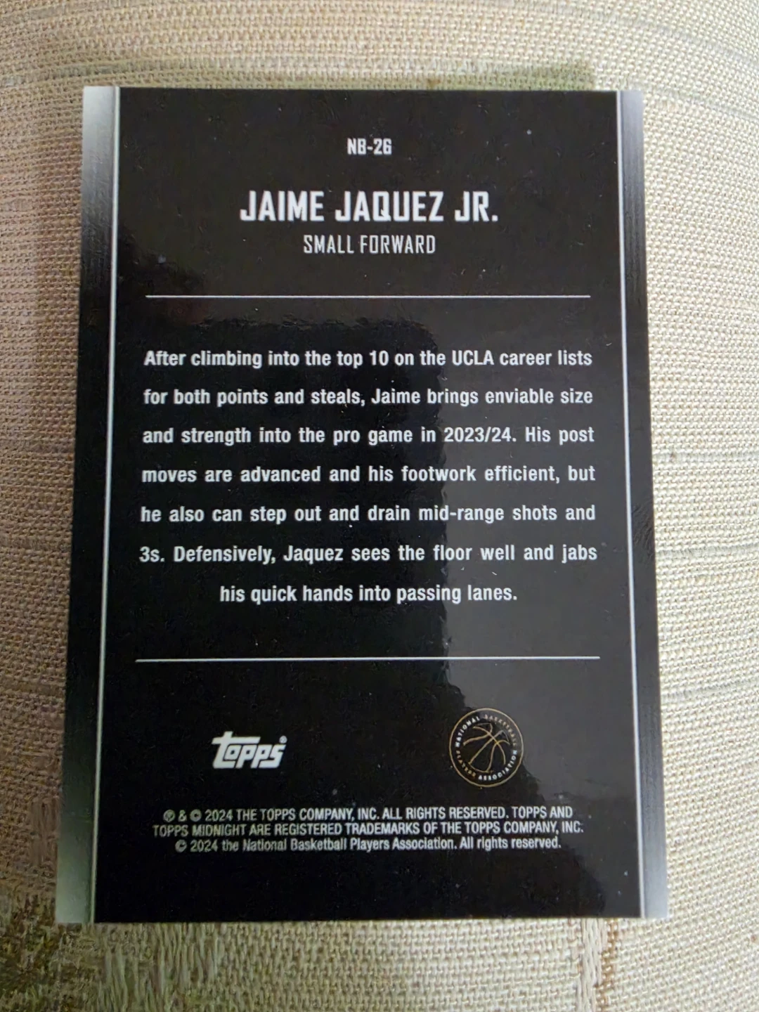 Topps NBA Jaime Jaquez Jr. Midnight Nightball 40/75 - photo 2