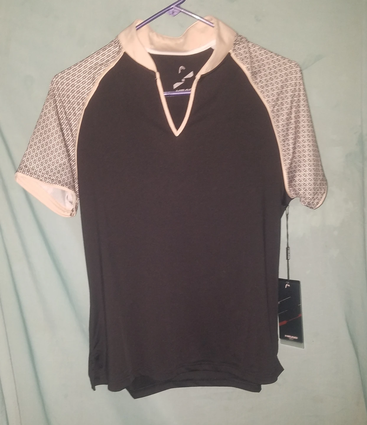 Black/Tan Women's Head Short Sleeve Golf Polo Shirt  Medium New
