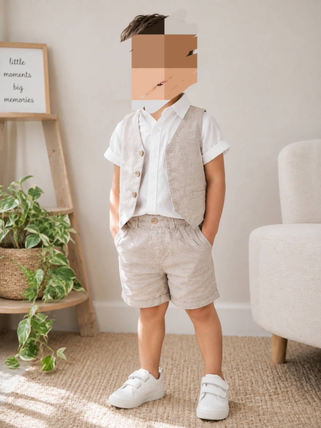 H&M Baby Boys 3-Piece Linen Blend Suit Set