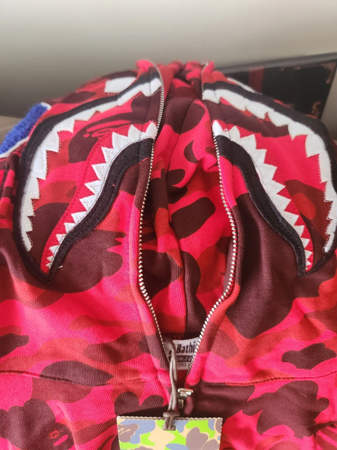 A Bathing Ape Red Camo Shark Full Zip Hoodie - photo 2