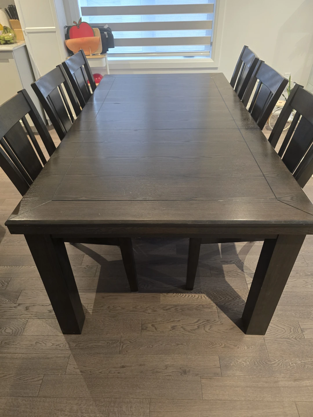 Dark Wood Dining Table with 6 Chairs