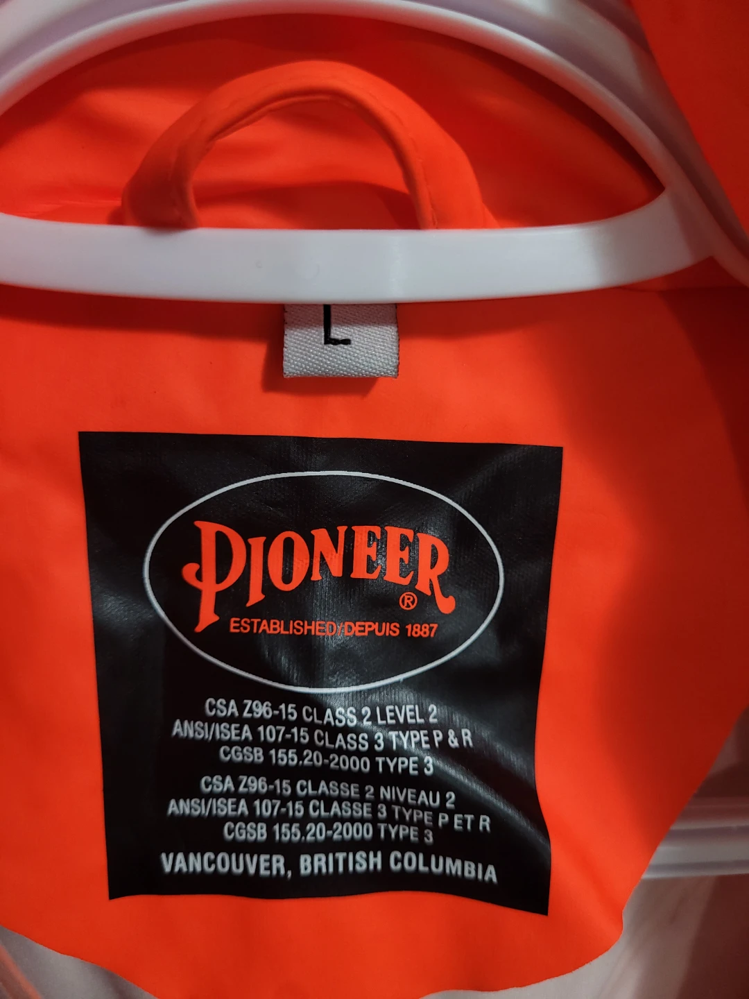 Pioneer Orange Safety Rain Jacket - Size L - photo 4