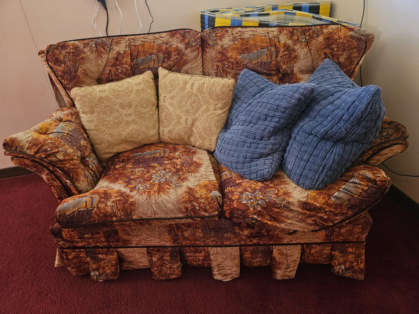 Floral Loveseat Sofa with Decorative Pillows