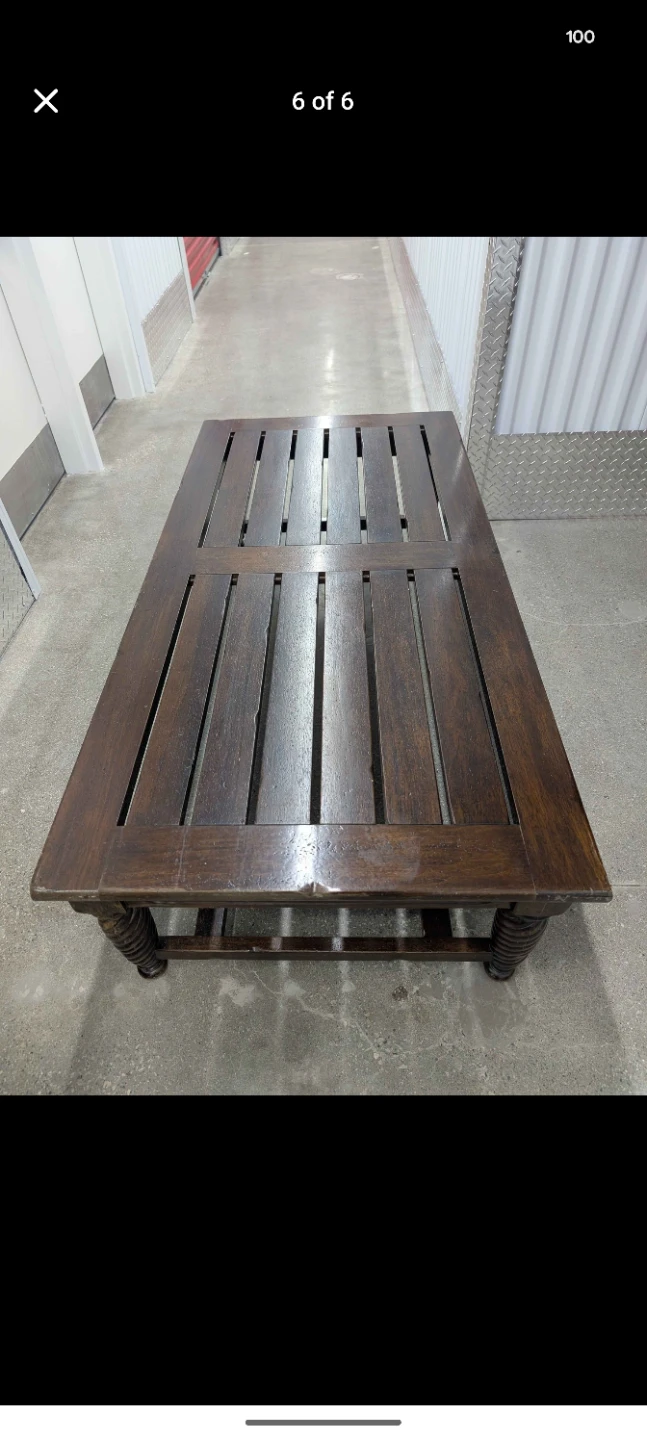 Wooden Coffee Table with Slat Top