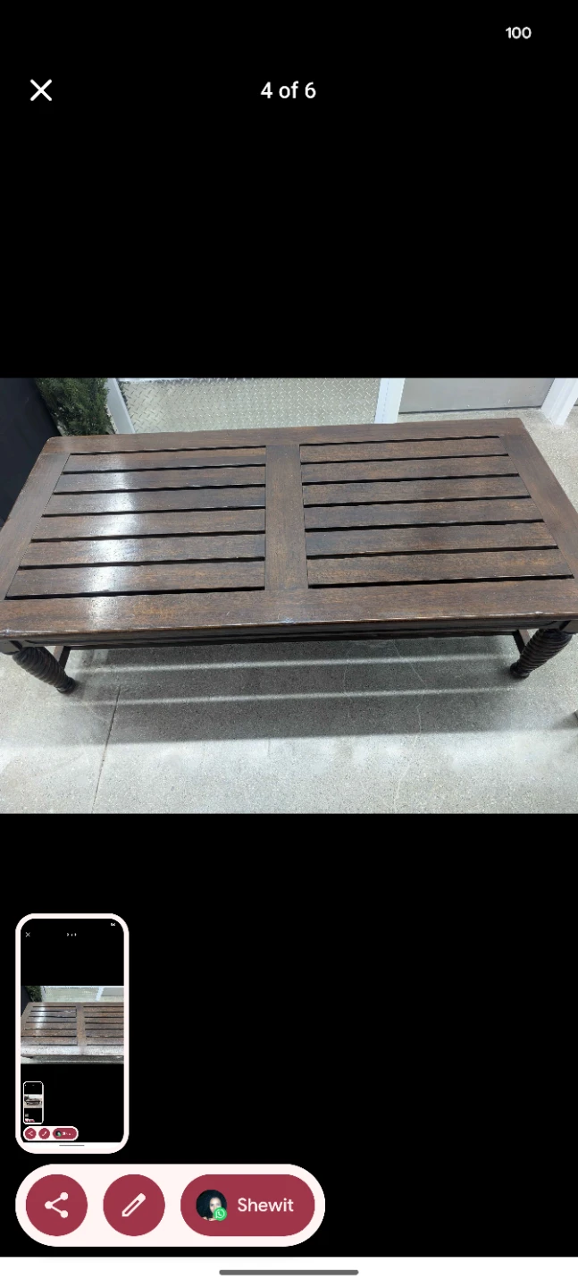 Wooden Coffee Table with Slat Top - photo 3