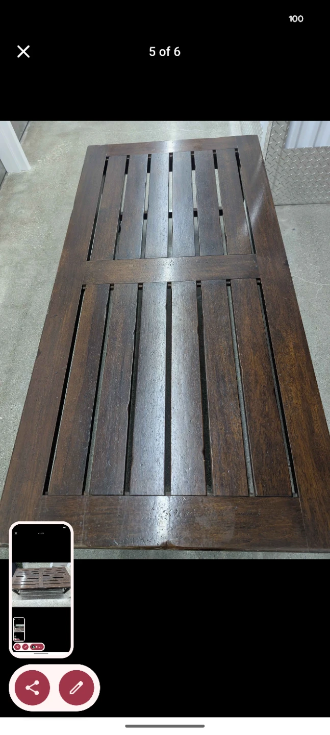 Wooden Coffee Table with Slat Top - photo 4