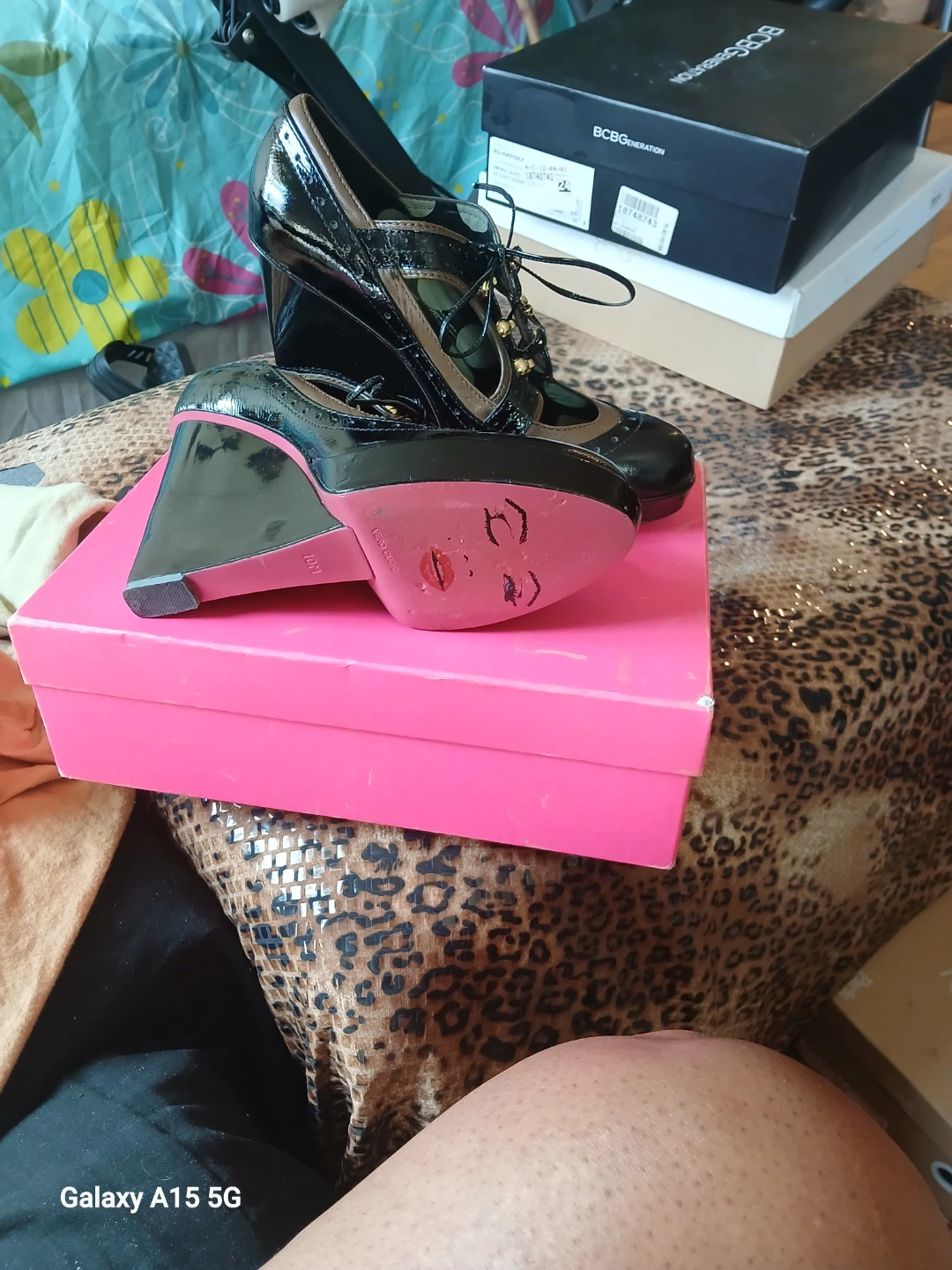 Betsey Johnson Black Patent Wedge Heels