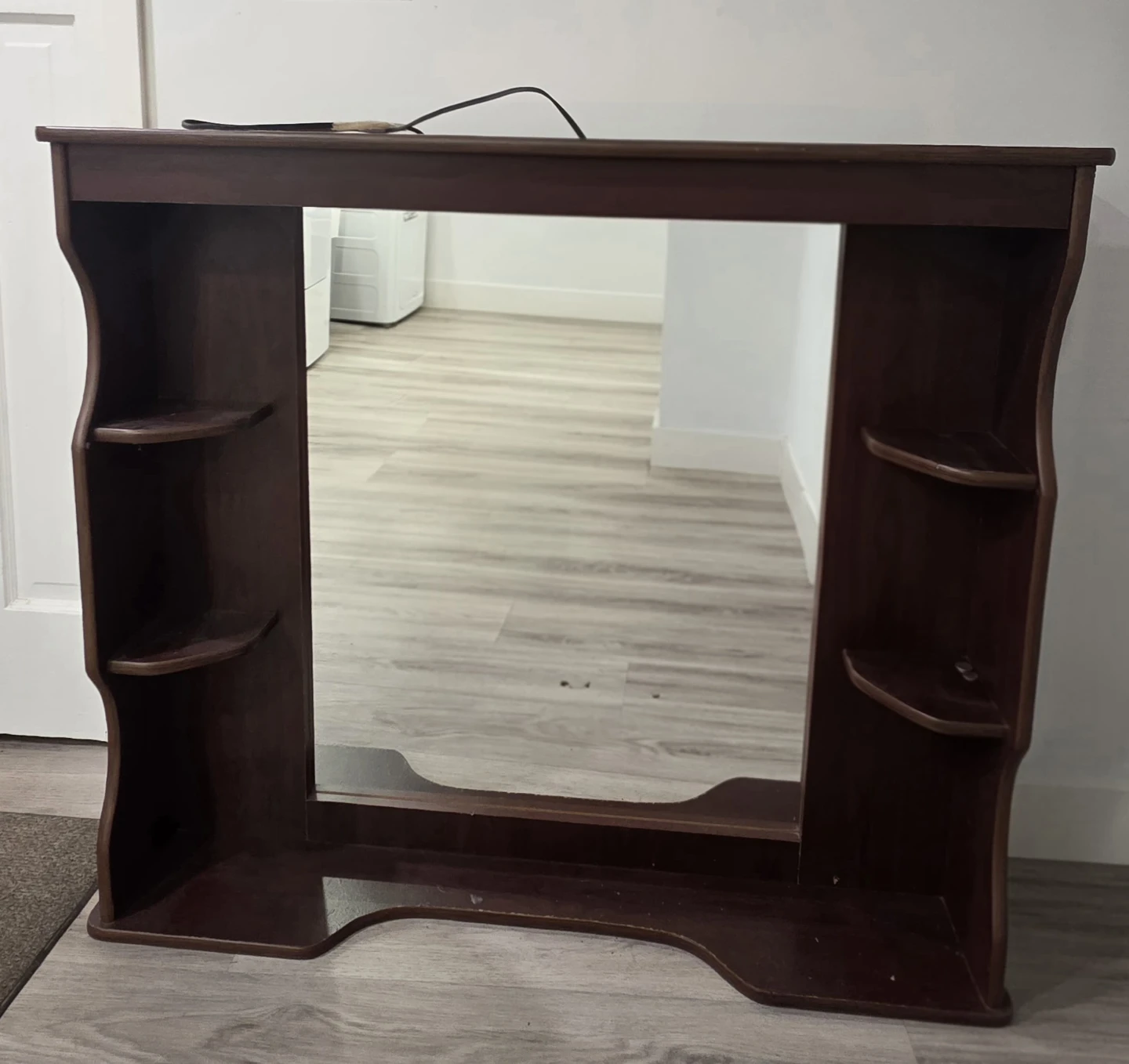 Wooden Vanity Mirror with Shelves & cabinet - photo 2