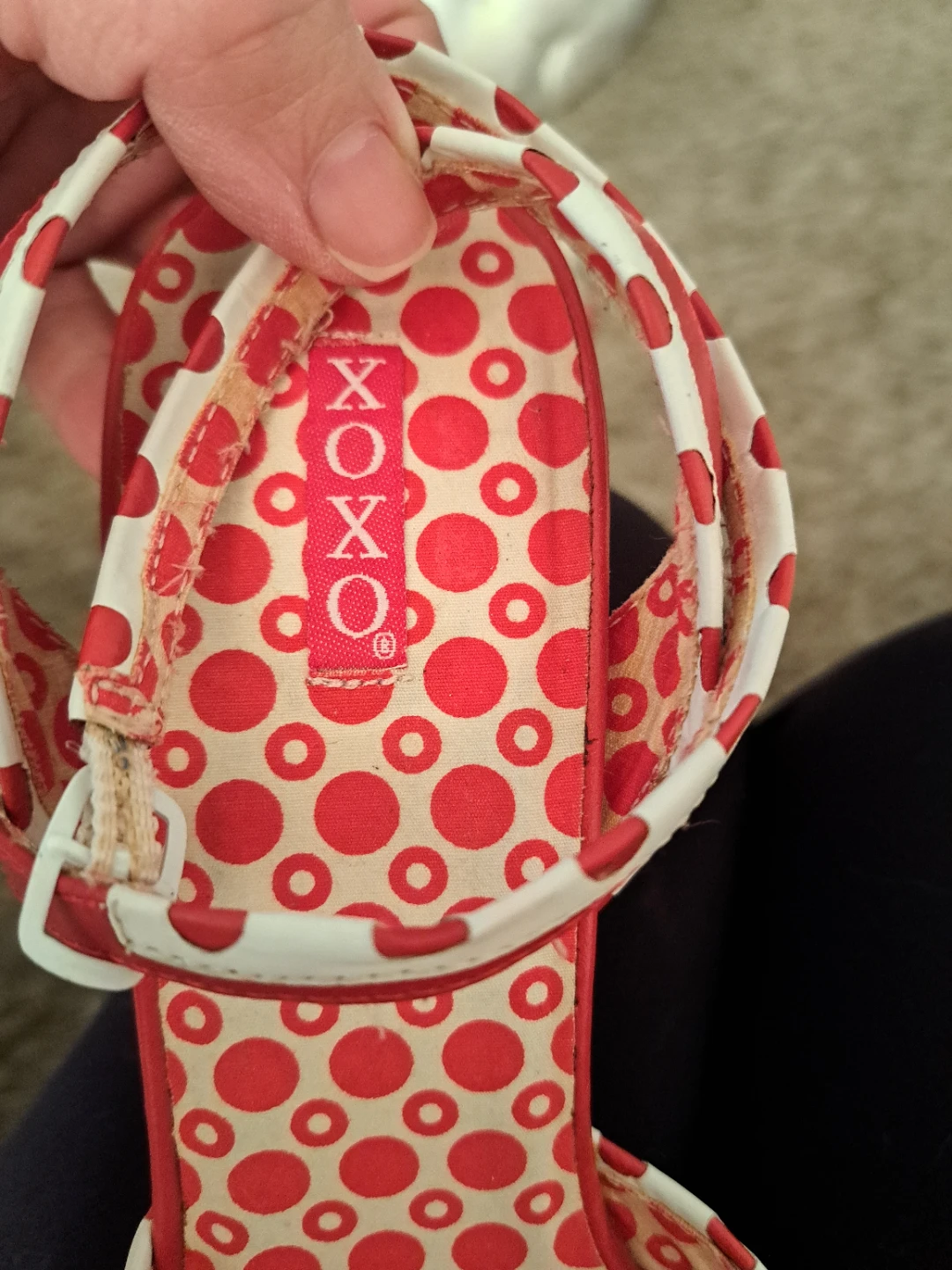 XOXO Red Polka Dot Peep-Toe Heels Size 10 - photo 2