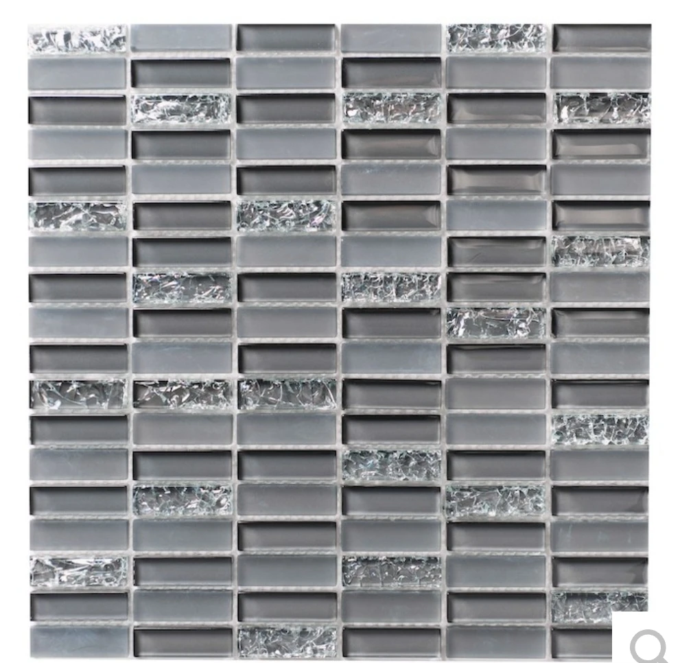 5 Faber Jayda Smoke Cracked Glass Mosaic Tile Sheets - photo 3