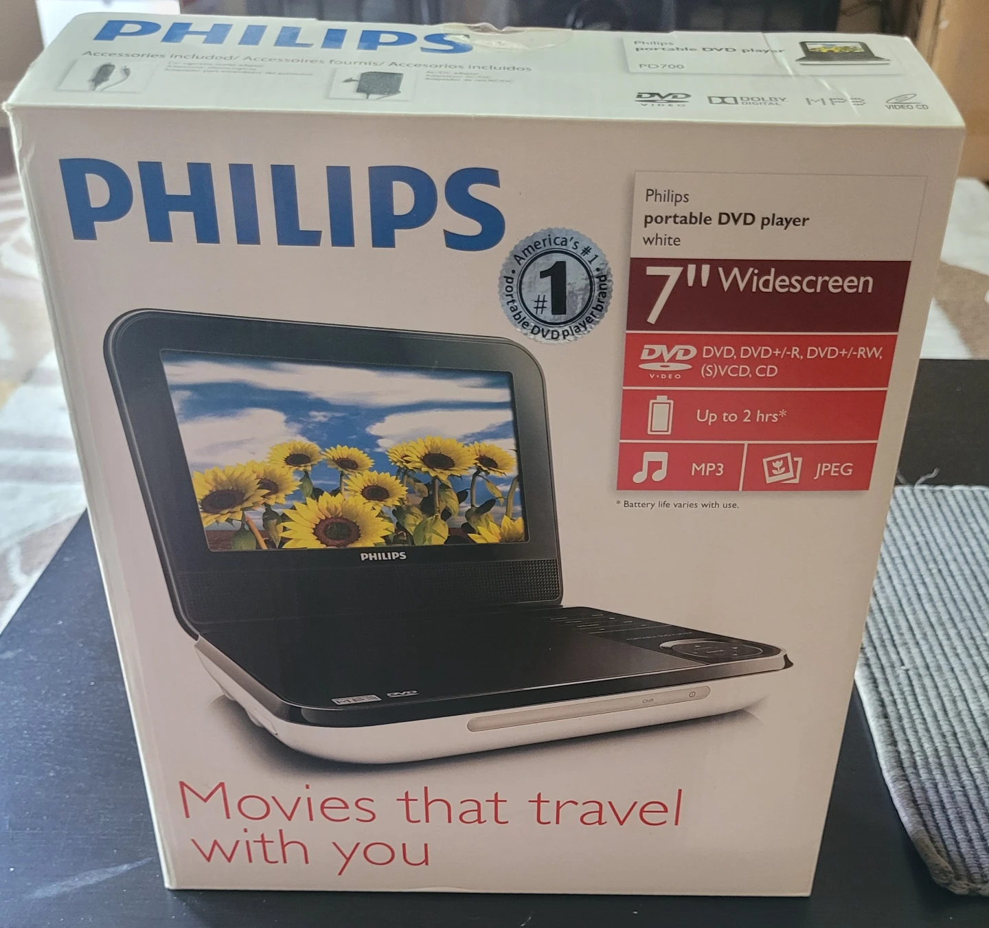 Philips Portable DVD Player PD700 7" Widescreen
