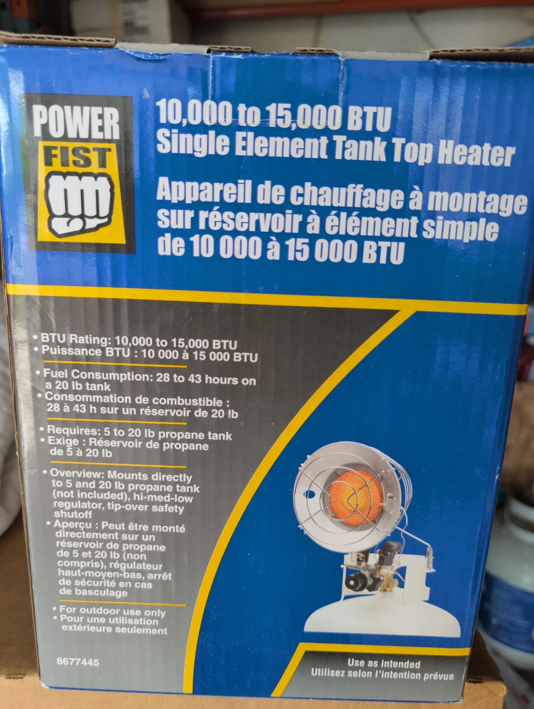 Power Fist 10,000 to 15,000 BTU Single Element Tank Top Heater