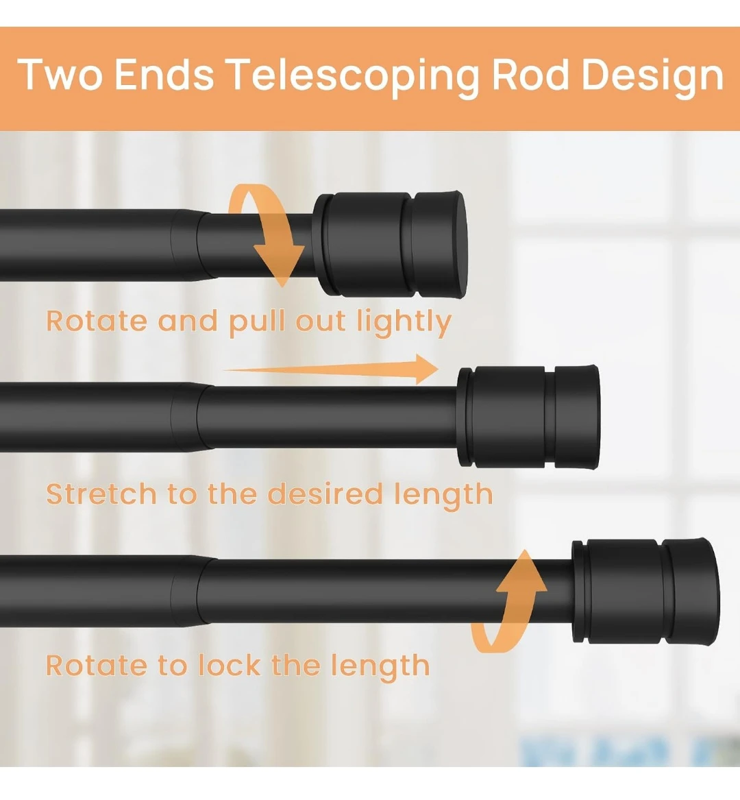 Adjustable Telescoping Curtain Rod (28"-132")×2 - photo 3