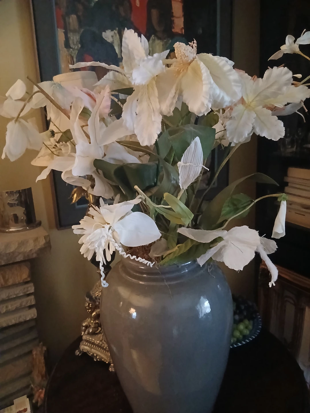 Artificial Flower Arrangement in Grey Vase - photo 2