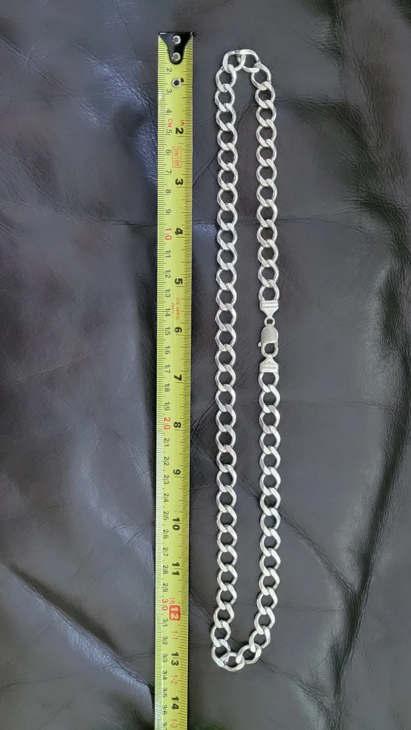 27" Solid Sterling Silver Curb Link Chain (92 grams) - photo 2