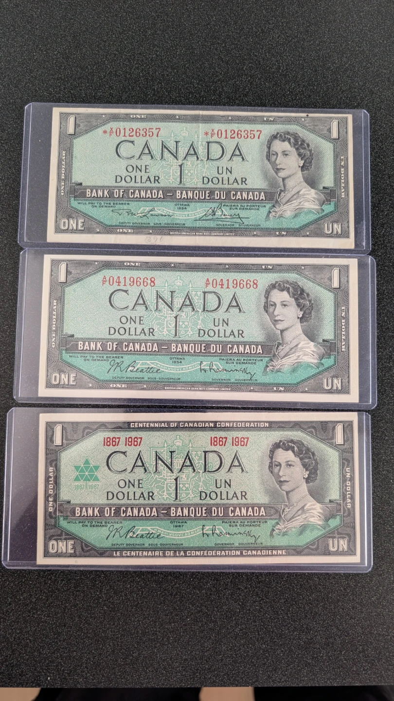 Canada 1 Dollar Banknotes (3) - Centennial of Confederation