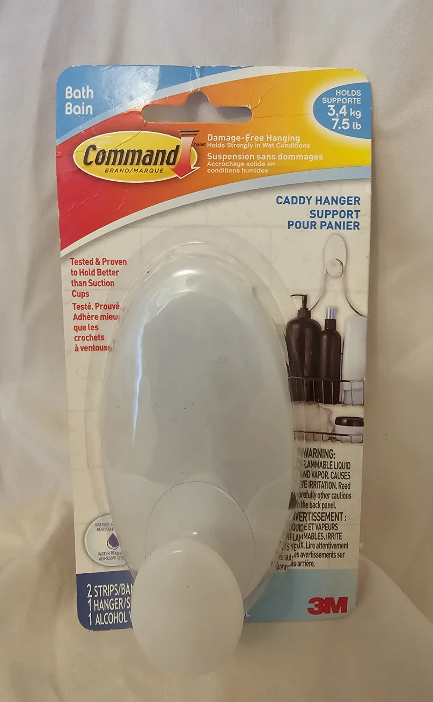 White Command Bathroom Caddy Hanger Support