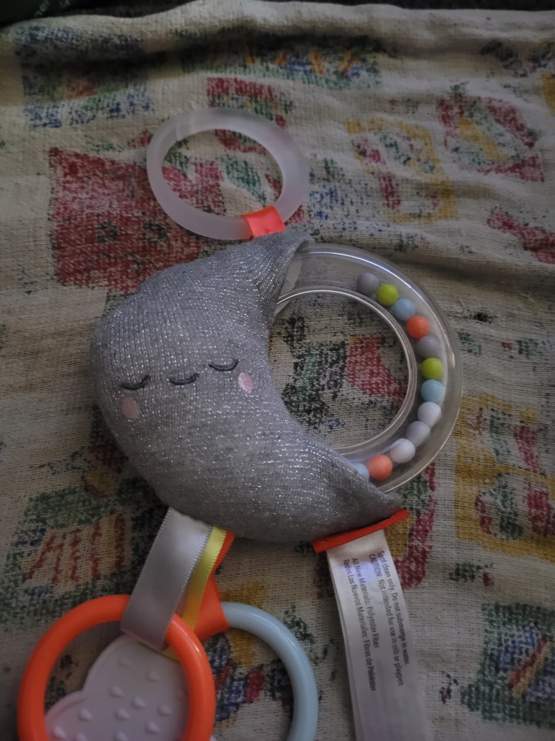 Skip Hop Silver Lining Cloud Rattle Moon Stroller Baby Toy.