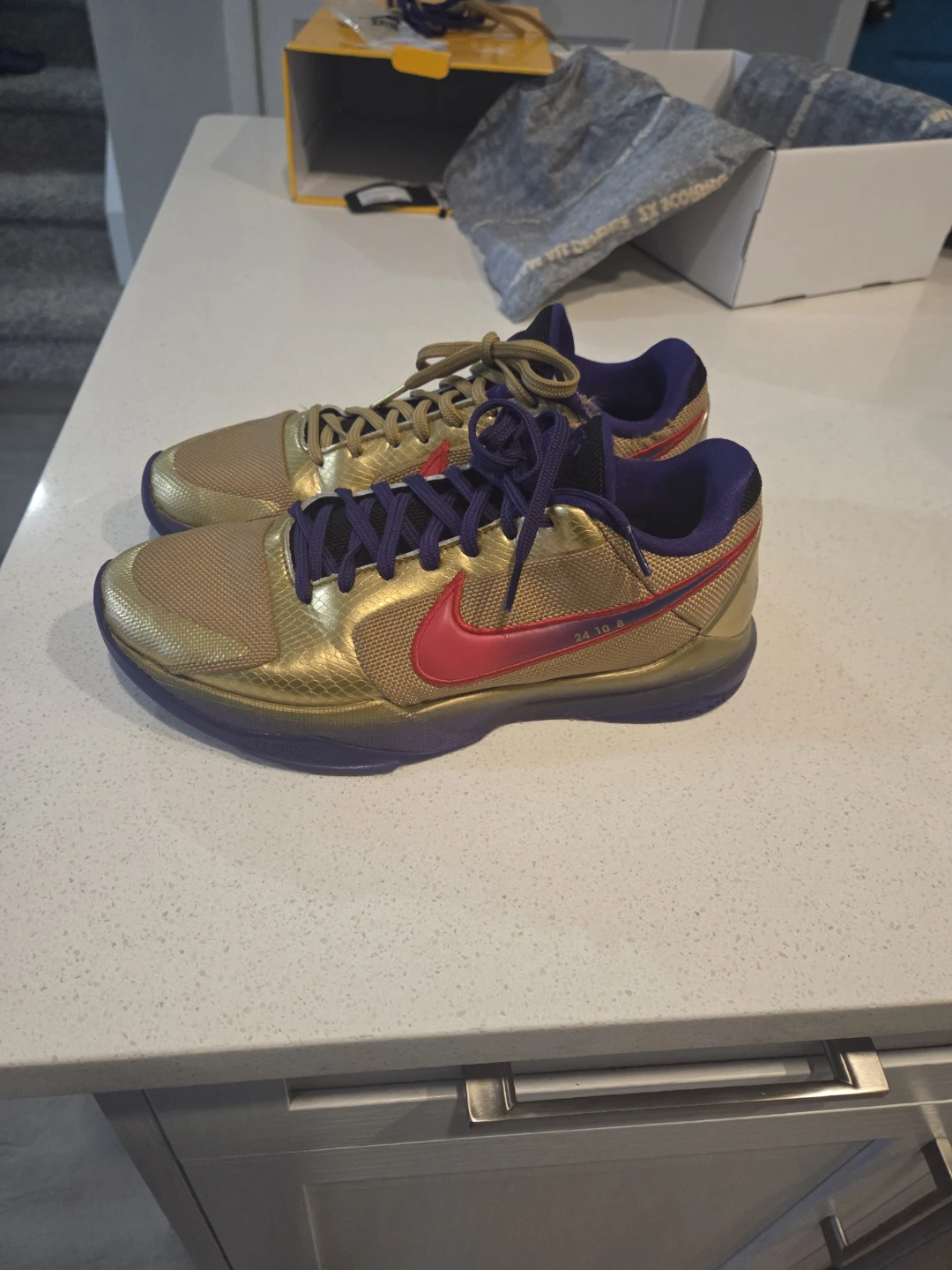Nike Kobe 5 Protro Gold & Purple Basketball Shoes - photo 2