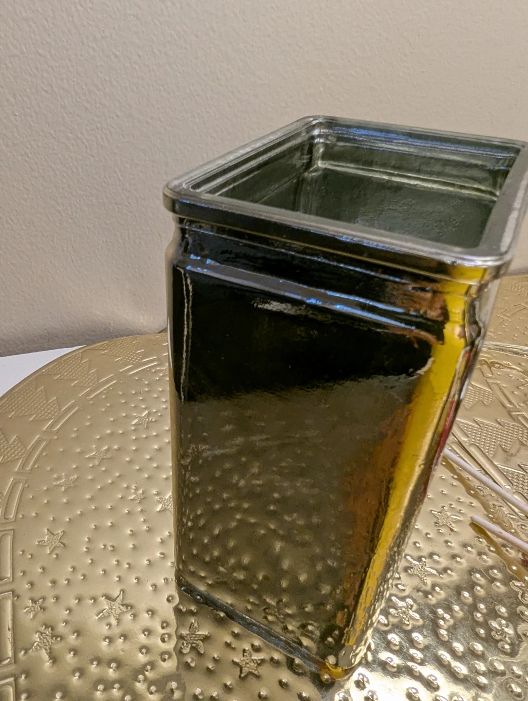 Glass Jar with Yellow Metallic Finish - photo 3