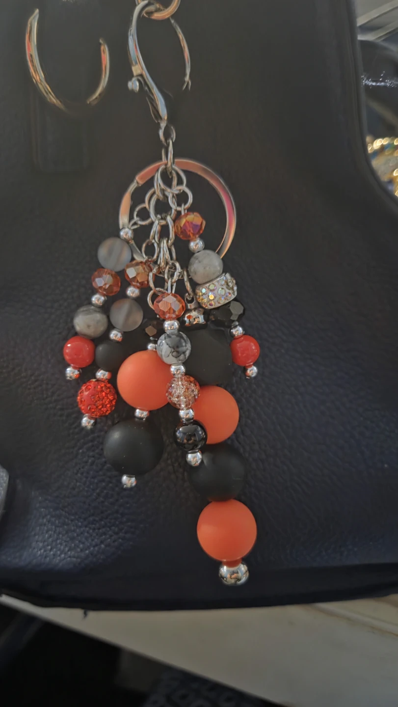 Beaded Keychain Orange, Black, and Gray - photo 2