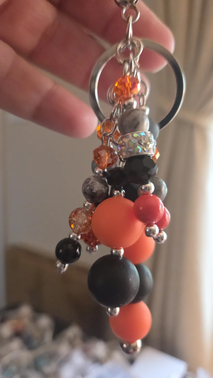 Beaded Keychain Orange, Black, and Gray - photo 3