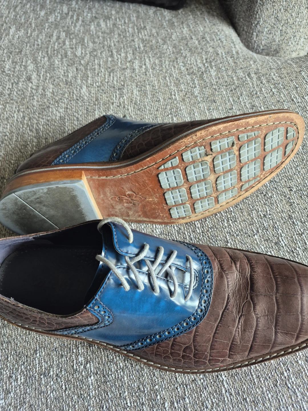 Brown & Blue Croc Cole Haan Embossed Oxfords ⚽️ - photo 2