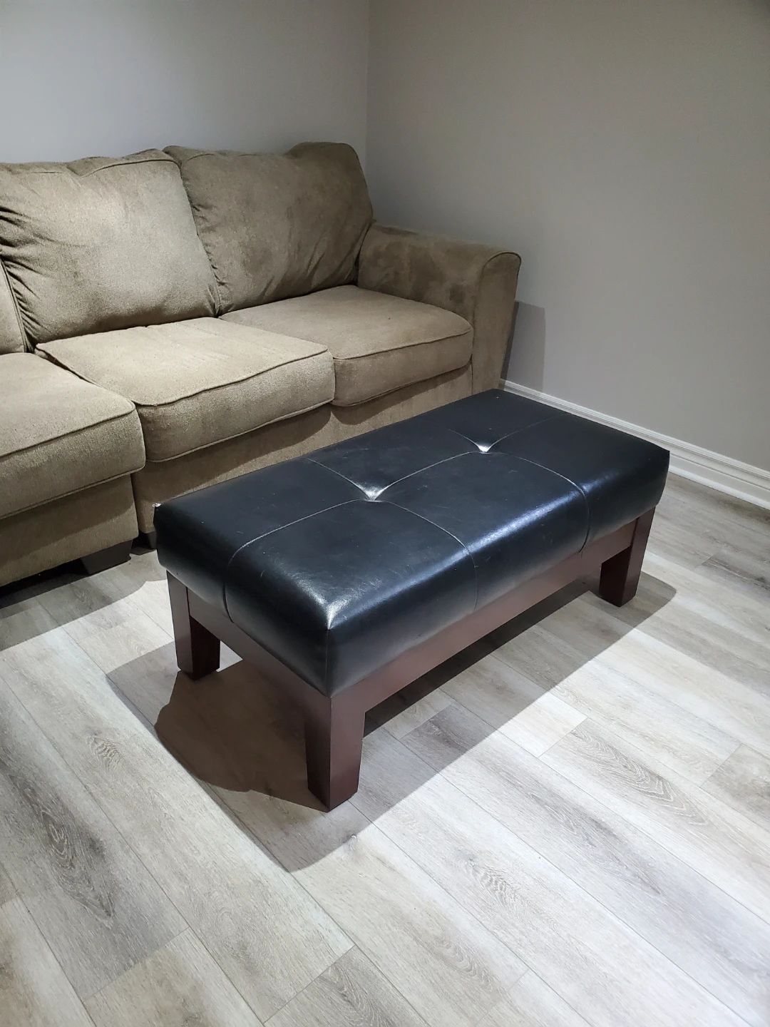 Black Leather Storage Ottoman