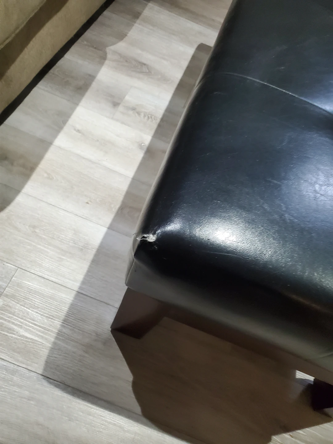 Black Leather Storage Ottoman - photo 2