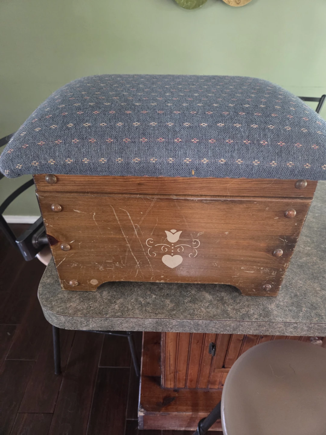 Wooden Storage Ottoman with Padded Top